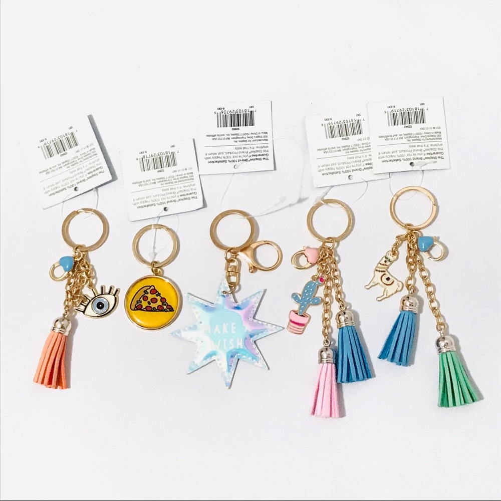 Keychain Key Ring Gold Tassel Cactus Llama Lot New